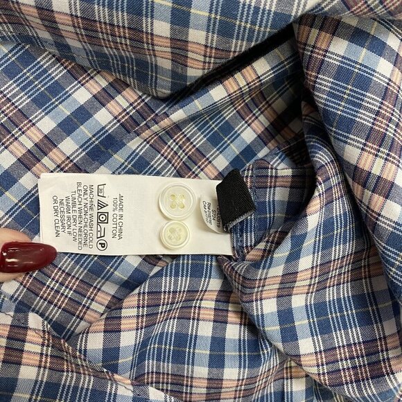 JACK SPADE Men shirt sz XL Plaid Blue Pink Button down Classic Office preppy - Picture 4 of 4